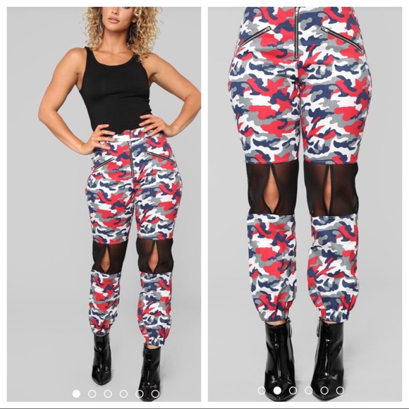 red camo pants fashion nova